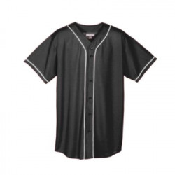 Wicking Mesh Button Front Baseball Jersey With Braid Trim 593